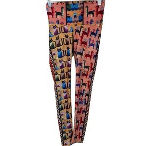 Niyana Sol Size M Leggings Peruvian Print Lamas Cats Ladies Colorful